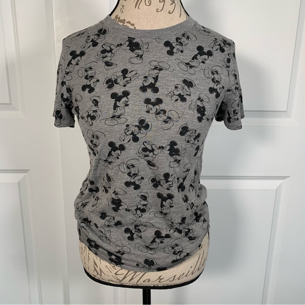 Disney Mickey Mouse & Minnie Mouse Gray T Shirt Disneyland Vacation Tee Womens S